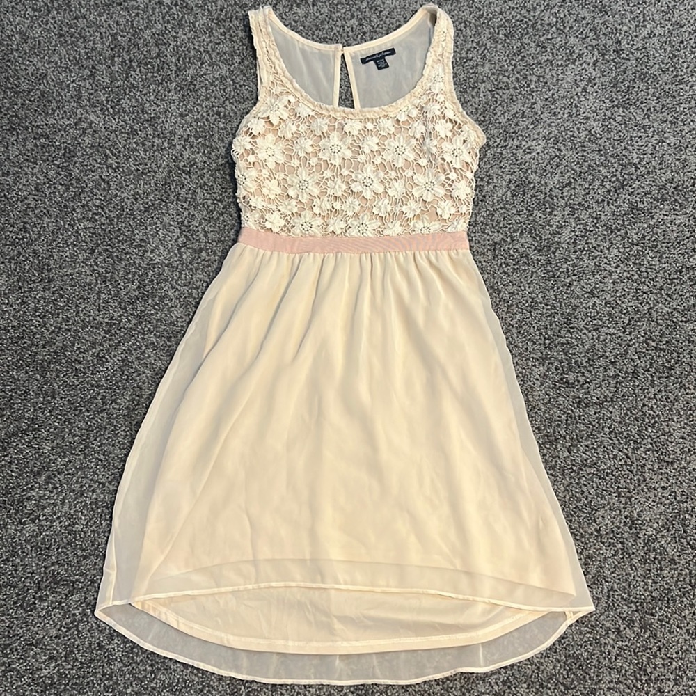 🌸4/$20🌸American Eagle Beige/Light Pink Bohemian Dress Size XXS EUC